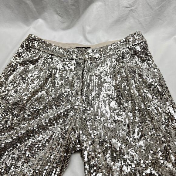 Sequin Wide Leg Cropped High Rise Women's Med Disco Party Glam Y2K Holiday NYE - Picture 3 of 12